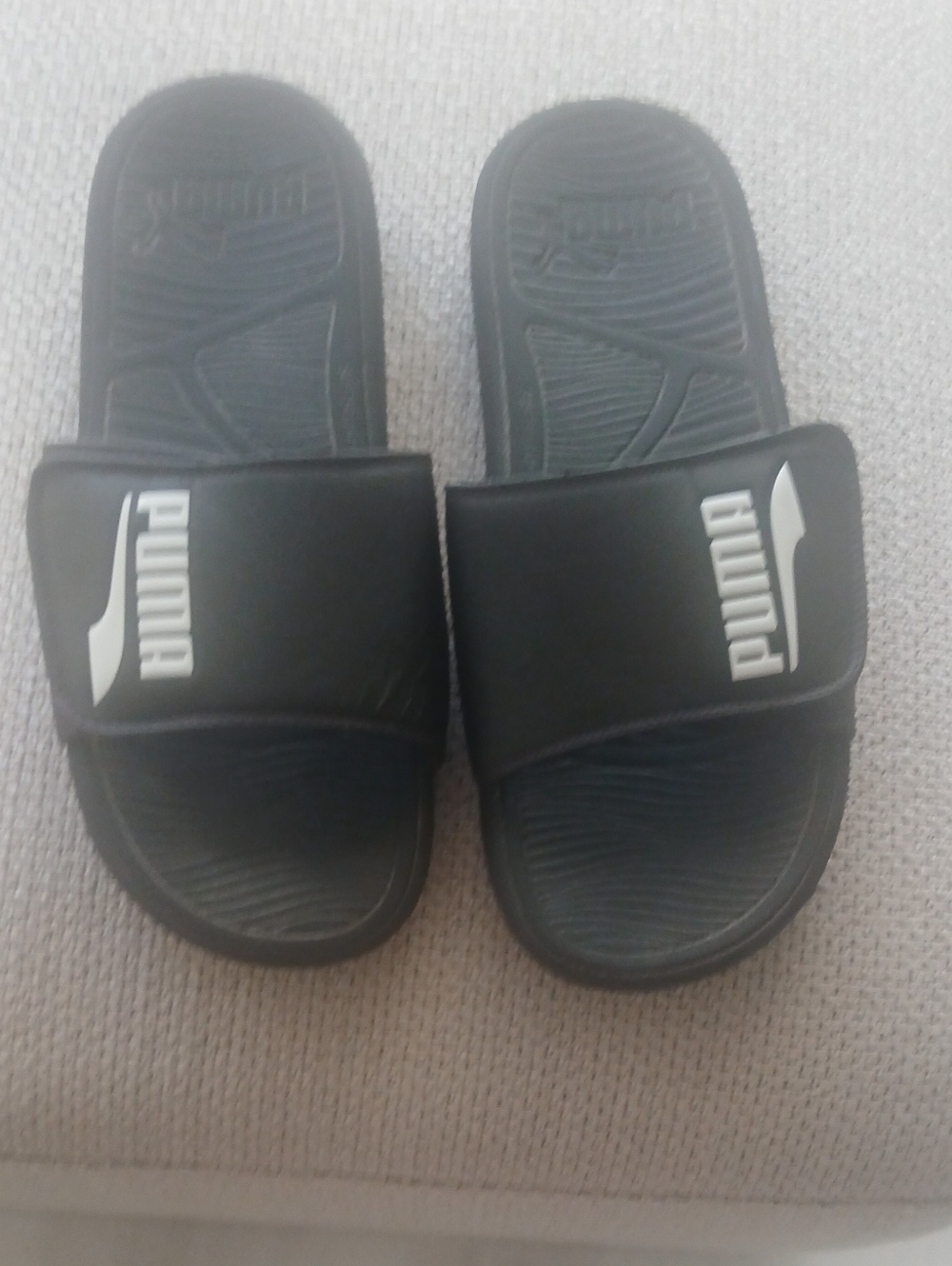 Puma  Black Slide Sandals with White Logo